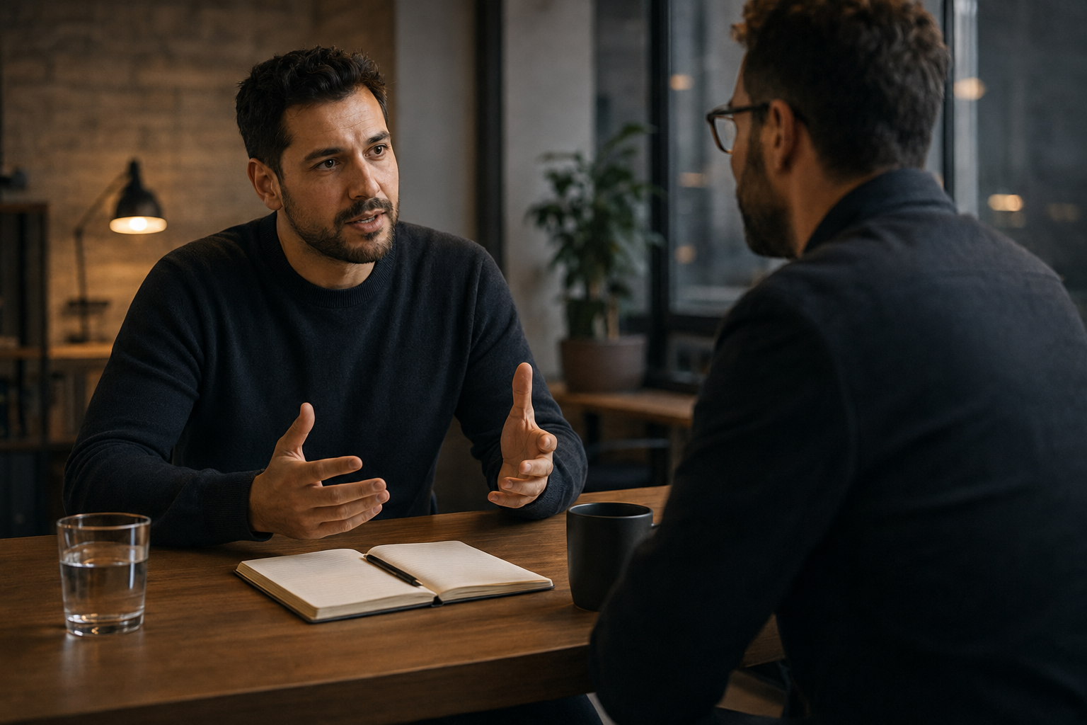 A participant completing a one-to-one speaking analysis with an expert